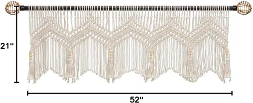 Miniatura 10 de Cortinas bohemias de macramé para ventanas, cenefa de macramé para dormitorio, sala de estar, decoración bohemia para colgar en la pared, 1 panel