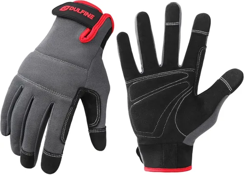 Miniatura 9 de DULFINE Guantes de trabajo para mujer, ajuste flexible y transpirable con nudillos y palma acolchados, compatibles con pantalla táctil, ideales