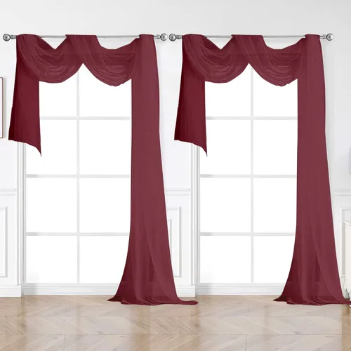 Miniatura 150 de OVZME - Cortinas traslúcidas blancas de 45 pulgadas de largo, 2 paneles, cortinas de gasa con bolsillo para barra para ventanas pequeñas, cada una