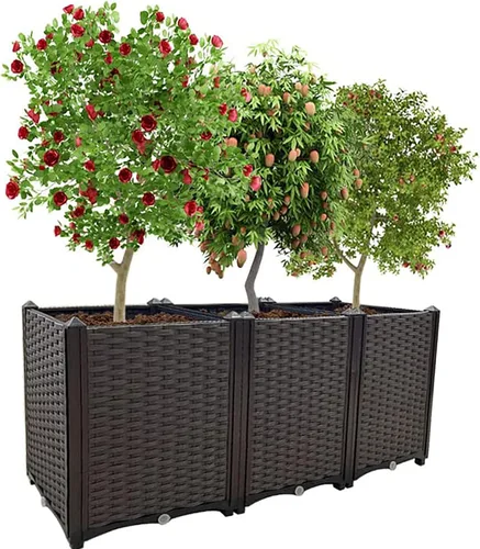 Miniatura 14 de Macetas elevadas de plástico para cama de jardín elevada con patas para plantas al aire libre, kits de caja con agujeros de drenaje para patio