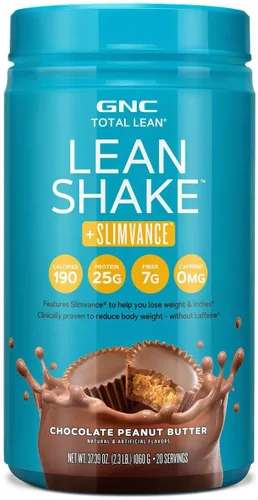GNC Total Lean - Batido magro + Slimvance sin cafeína, mantequilla de maní y chocolate (20 porciones)