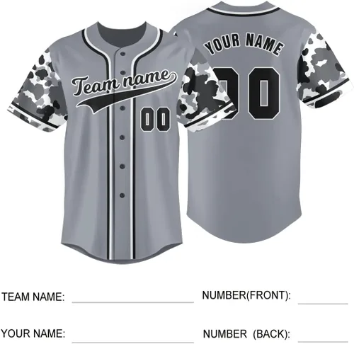 Miniatura 5 de Camiseta de béisbol personalizada con nombre y número personalizados de camuflaje para hombres, mujeres y jóvenes