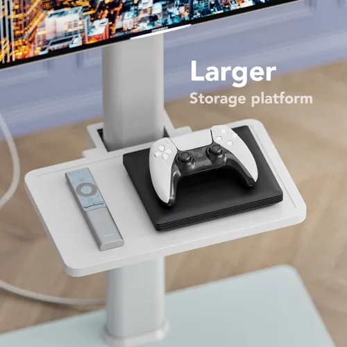 Miniatura 6 de AX WABER - Soporte de TV para piso con toma de corriente y estante, soporte universal para TV de 27 a 65 pulgadas hasta 88 libras, giro de 70