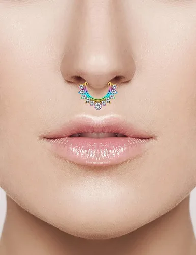 Miniatura 2 de SCERRING Aros falsos para tabique nasal, circonita cúbica transparente, no perforada, gancho para nariz, septum, piercing para el cuerpo, joyería