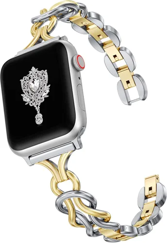 Miniatura 10 de TOYOUTHS - Pulsera celta compatible con bandas de Apple Watch 38/40/41/42/44/45/46/49 mm para mujeres, cadena elegante de joyería de metal de acero