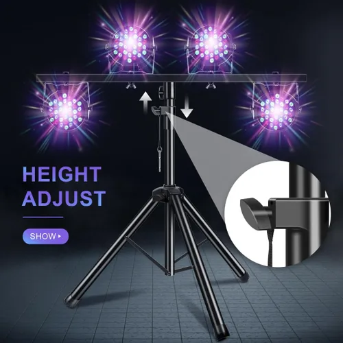 Miniatura 5 de PPH-Sisy Soporte de luz para DJ, resistente, para trípode, barra en T, luces de escenario, ajustable, 39-70 pulgadas, montaje de trípode