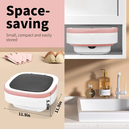 Miniatura 6 de Lavadora portátil, lavadora y secadora plegable de 16 litros con 3 modos de limpieza profunda, pequeña ropa plegable mejorada para viajes, Gran Rojo