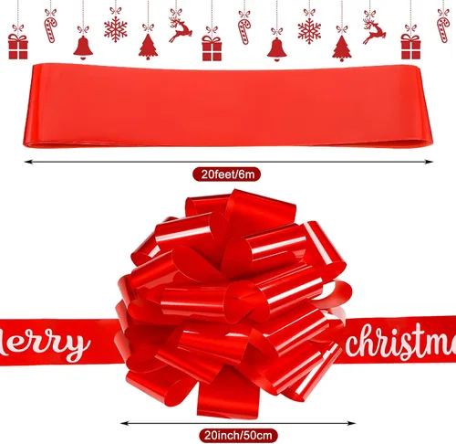 Miniatura 2 de Waydress Lazo grande para automóvil gigante de 20 pulgadas, lazo rojo grande de Navidad para envolver regalos, casas nuevas, gran presente
