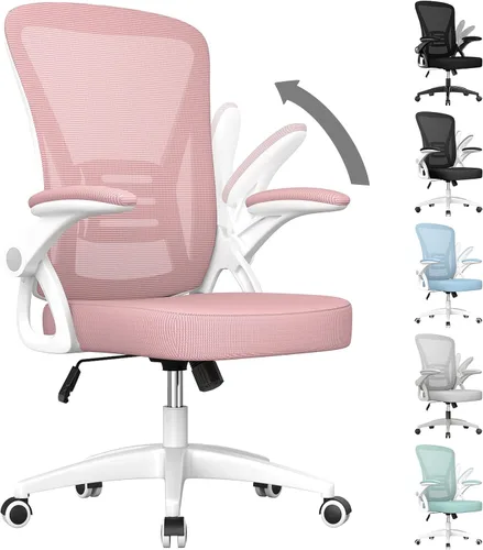 Miniatura 12 de naspaluro Silla de oficina ergonómica, sillas de escritorio con respaldo medio con altura ajustable, silla giratoria con brazos abatibles y soporte