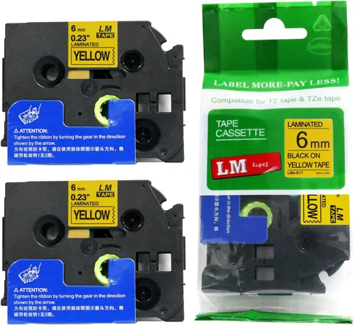 Miniatura 61 de Paquete de 1 unidad LM Tapes LMe511 Premium de 1/4 de pulgada con impresión negra en etiqueta azul compatible con Brother TZe-511 P-Touch, incluye
