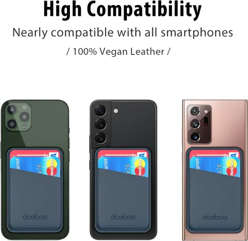 Miniatura 7 de doeboe Tarjetero de cuero para la parte posterior del teléfono, funda de cartera fuertemente adhesiva, para todos los teléfonos inteligentes