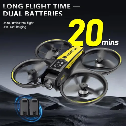 Miniatura 4 de Dron con cámara para niños y control remoto: Drone RC para principiantes para niños con motor sin escobillas, flujo óptico flotante, despegue