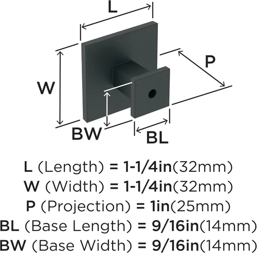 Miniatura 7 de Amerock Pomo de gabinete Negro mate Longitud de 1-1/4 pulgadas (1.260 in) Appoint 1 paquete Pomo de cajón Herrajes para gabinete Mate