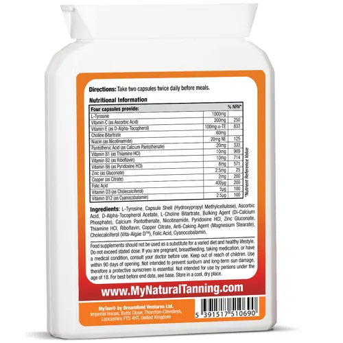 Miniatura 2 de Boost Tan Pills 100 cápsulas Acelerador de bronceado solar Suplemento de bronceado natural Tirosina, multivitamínico de cobre Suministro
