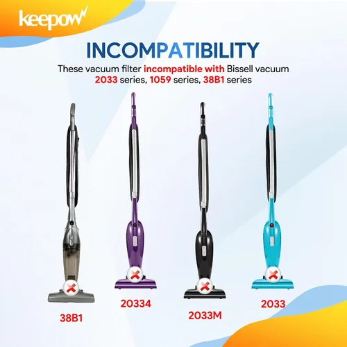 Miniatura 3 de KEEPOW Filtros de vacío 2030 aptos para aspiradora Bissell Featherweight 2030, 2030L, 20303, 20306, 20307, 20309, 2030H, 2030V, 2030X, 2030Z (3+6)