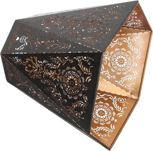 Miniatura 5 de Uonlytech Pantalla de hierro hueco de 6.69 x 7.08 x 6.73 pulgadas, cubierta de lámpara de mesa, lámpara de arte decorativa para sala de estar