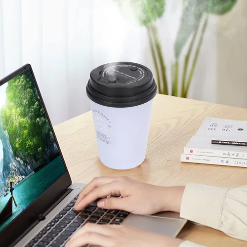 Miniatura 3 de Humidificadores para dormitorio, humidificadores de niebla fría de 10.1 fl oz, mini humidificador portátil, mini humidificador USB de taza de café