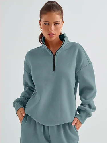 Miniatura 2 de AUTOMET Womens 2 Piece Outfits Long Sleeve Sweatsuits Sets Half Zip Sweatshirts with Joggers Sweatpants