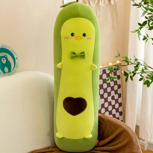 OUKEYI Bonito juguete de aguacate verde de peluche largo para niños, almohada rellena de aguacate, lindo juguete de peluche (27.6 in/27.5 pulgadas)
