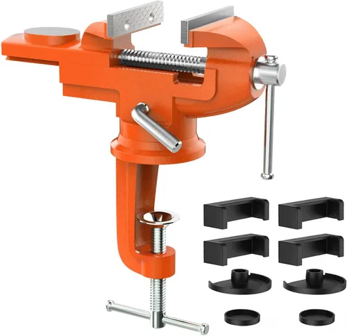Miniatura 10 de Housolution Abrazadera Universal de Mesa de 3 Pulgadas, Base Giratoria de 360°, Abrazadera de Banco para el Hogar, Abrazadera de Tornillo de Banco