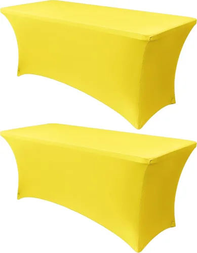 Miniatura 63 de Obstal Funda de mesa de elastano elástica de 4 pies para mesas plegables estándar, paquete de 2 manteles rectangulares universales ajustables