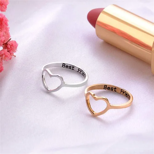 Miniatura 4 de Aineecy Infinity Love Heart Rings Set for Friendship Geometric Hollow Peach Heart Engraved Letter Index Finger Rings for Women Girls Graduation Gift