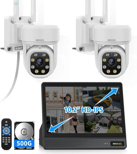 (2026 Update) 5MP Wireless Security Camera 10.2" IPS Monitor 10CH NVR, Dual-Band 2.4/5.8GHz WiFi, Dual Antenna Stronger Signal 130° Wide Angle,