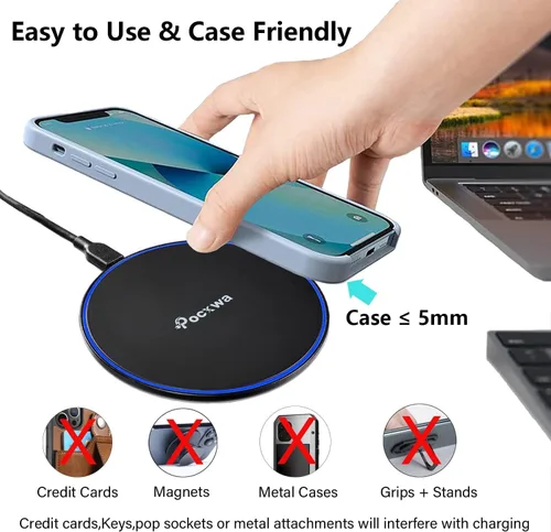 Miniatura 3 de Pocxwa Cargador inalámbrico de 15 W compatible con iPhone 15 Pro Max 14 13 12 11 XS XR X, Samsung Galaxy S24 S23 S22 S21 S20 S10 S9 S8, Note 20, LG