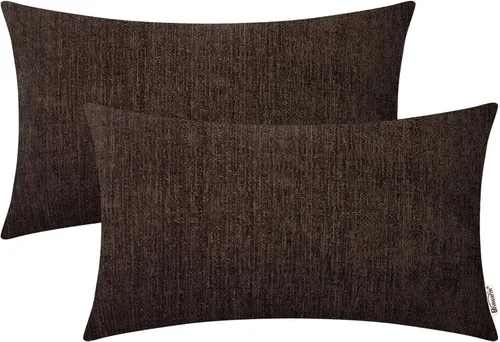Miniatura 12 de BRAWARM Fundas de almohada 40x40 cm - Paquete de 2 fundas de almohada de chenilla negra, fundas de almohada de chenilla suave teñida sólida