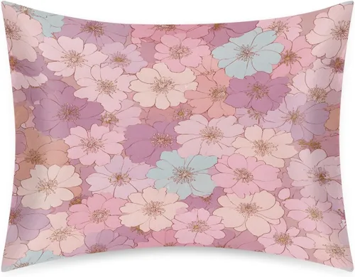 Miniatura 49 de Funda de almohada de satén de unicornio rosa lindo para cabello y piel, tamaño estándar, funda de almohada de seda suave de satén refrescante