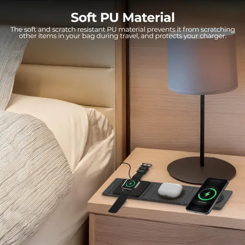 Miniatura 9 de ZTAR Cargador de viaje inalámbrico 3 en 1 para iPhone 16/15/14/13/12, Samsung Galaxy con capacidades inalámbricas, auriculares y Apple Watch