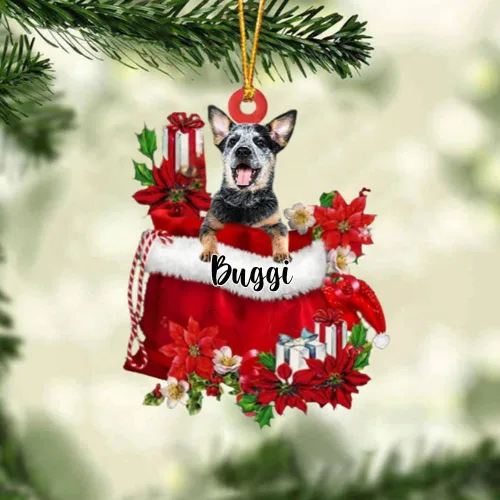 Miniatura 171 de Perro Akita Inu personalizado en bolsa de regalo, adorno de Navidad, nombre personalizado, regalo para amantes de los perros, familia, Navidad