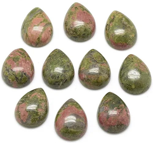 Miniatura 13 de Fashewelry Cuentas de cabujones de espalda plana de lágrima natural Cuarzo rosa