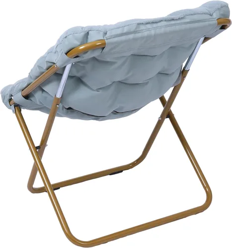 Miniatura 7 de Flash Furniture Archer - Silla Saucer con marco de acero plegable, silla portátil de gran tamaño, para dormitorio o dormitorio, 28 pulgadas, piel