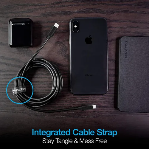 Miniatura 6 de Naztech Cargador de cable Lightning, duradero, redondeado, de carga rápida de 12 pies, cable Lightning certificado USB-C a MFi compatible
