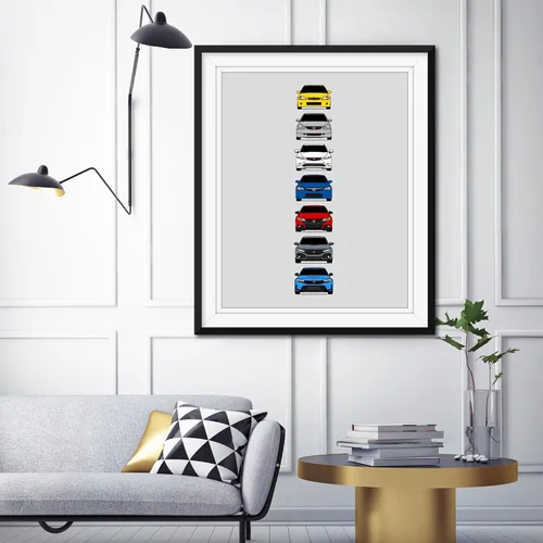 Miniatura 3 de Custom Car Posters Póster hecho a mano compatible con Honda Civic Type-R Generations e impresión de Civic Type R