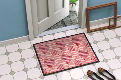 Miniatura 4 de Caroline's Treasures BB7567JMAT - Tapete de acuarela con corazones a rayas rojas, 24 x 36 pulgadas, tapete para puerta delantera, para interiores