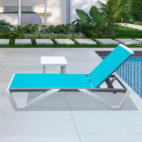 Miniatura 19 de Domi - Tumbona de aluminio para exteriores con respaldo ajustable, para playa, patio, balcón, piscina (1 silla marrón)