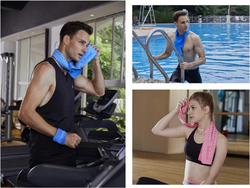 Miniatura 6 de Paquete de 6 toallas de enfriamiento PVA (33 x 7.85 pulgadas), bufanda de enfriamiento instantáneo y trapos de sudor para gimnasio, correr