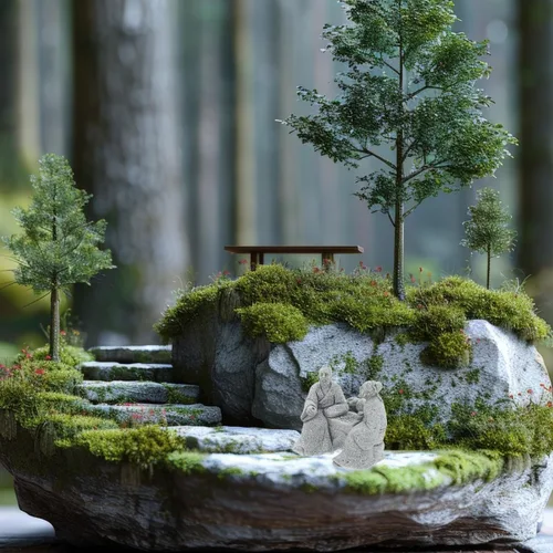 Miniatura 9 de Housoutil 2 figuras en miniatura de piedra arenisca, ancianos chinos antiguos jugando al ajedrez, decoración asiática, accesorios de jardín, adorno