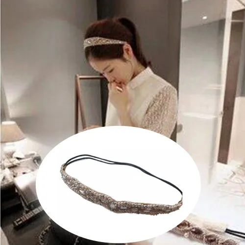 Miniatura 5 de Honkenda Diademas hechas a mano con diamantes de imitación de cristal para mujer, diseño bohemio, elástico, a la moda, bandas para el cabello