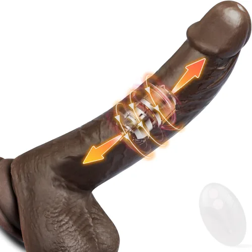 Vibrador de empuje de 8.6 pulgadas con 5 rotaciones, 7 vibraciones vibratorias y calentadoras, juguete sexual para mujeres, pene telescópico