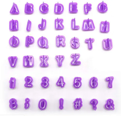 Miniatura 2 de Cortadores de letras de fondant, cortadores del alfabeto, juego de cortador de fondant de letras y números, 40 piezas, moldes de fondants