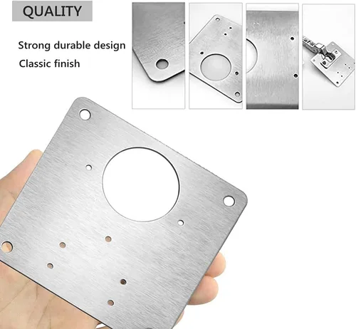 Miniatura 5 de Placa de reparación de bisagras, soporte de placa de reparación de acero inoxidable con tornillos de montaje para muebles, estantes, gabinete