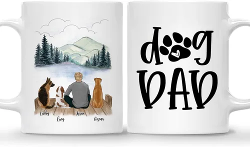 Miniatura 12 de Gossby Taza personalizada para papá con perro, Forever in My Heart, regalo personalizado para hombres amantes de los perros con diseño, nombres, 1