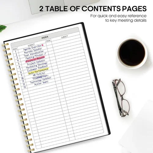 Miniatura 3 de Cuaderno de reuniones para organización del trabajo, cuaderno de trabajo con artículos de acción, agenda para tomar notas, 160 páginas