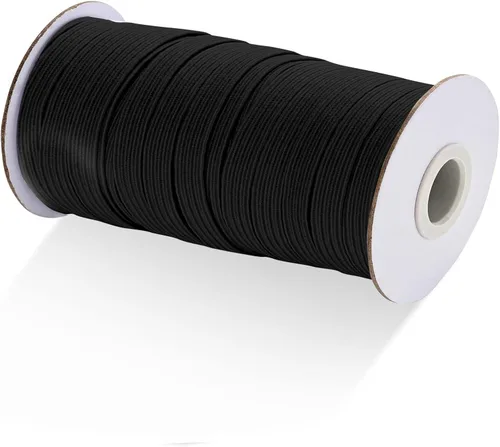 Miniatura 3 de XKDOUS Banda elástica para costura, 3/8 pulgadas, 50 yardas, bandas elásticas de punto negro, cordón elástico alto para coser cintura y pantalones