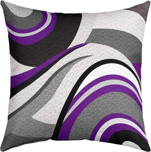 Miniatura 35 de Feelyou Juego de 4 fundas de almohada geométricas reversibles para exteriores de 16 x 16 pulgadas, diseño geométrico de rayas negras y grises, juego
