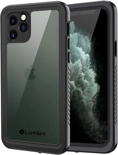 Miniatura 10 de Lanhiem Funda impermeable para iPhone 11 Pro Max, protección de cuerpo completo 360 bajo el agua, a prueba de suciedad, a prueba de golpes, con Negro