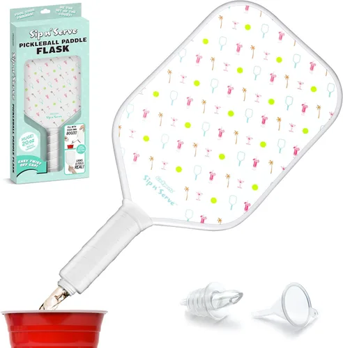 GoSports Sip N' Serve Pickleball Paddle Flask (20 onzas) – Frasco de viaje con alcohol oculto – Divertido regalo de licor – Incluye embudo y boquilla